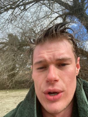 Selfie of me (Oskar Eggert) after a cold swim in the Rhine